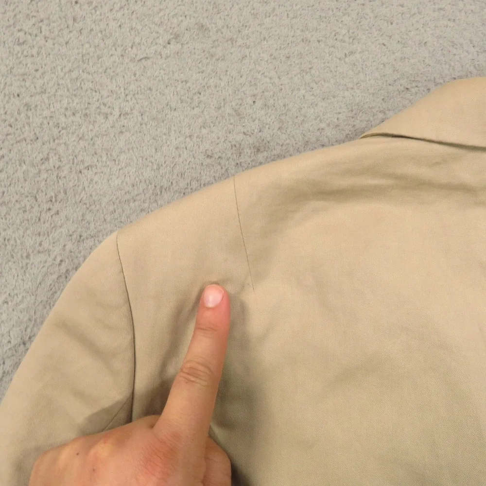 AllSaints Blazer 36R Linen Cotton Double Breasted Surgeon Cuffs Tan Jacket Mens